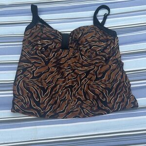 Anne Cole Brown and Black Patterned tankini top